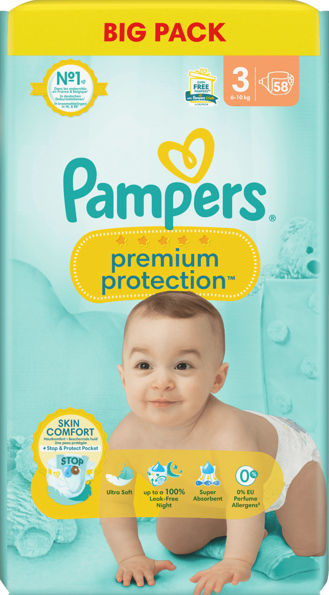 Windeln Premium Protection Gr.3 Midi (6-10kg), Big Pack, 58 St