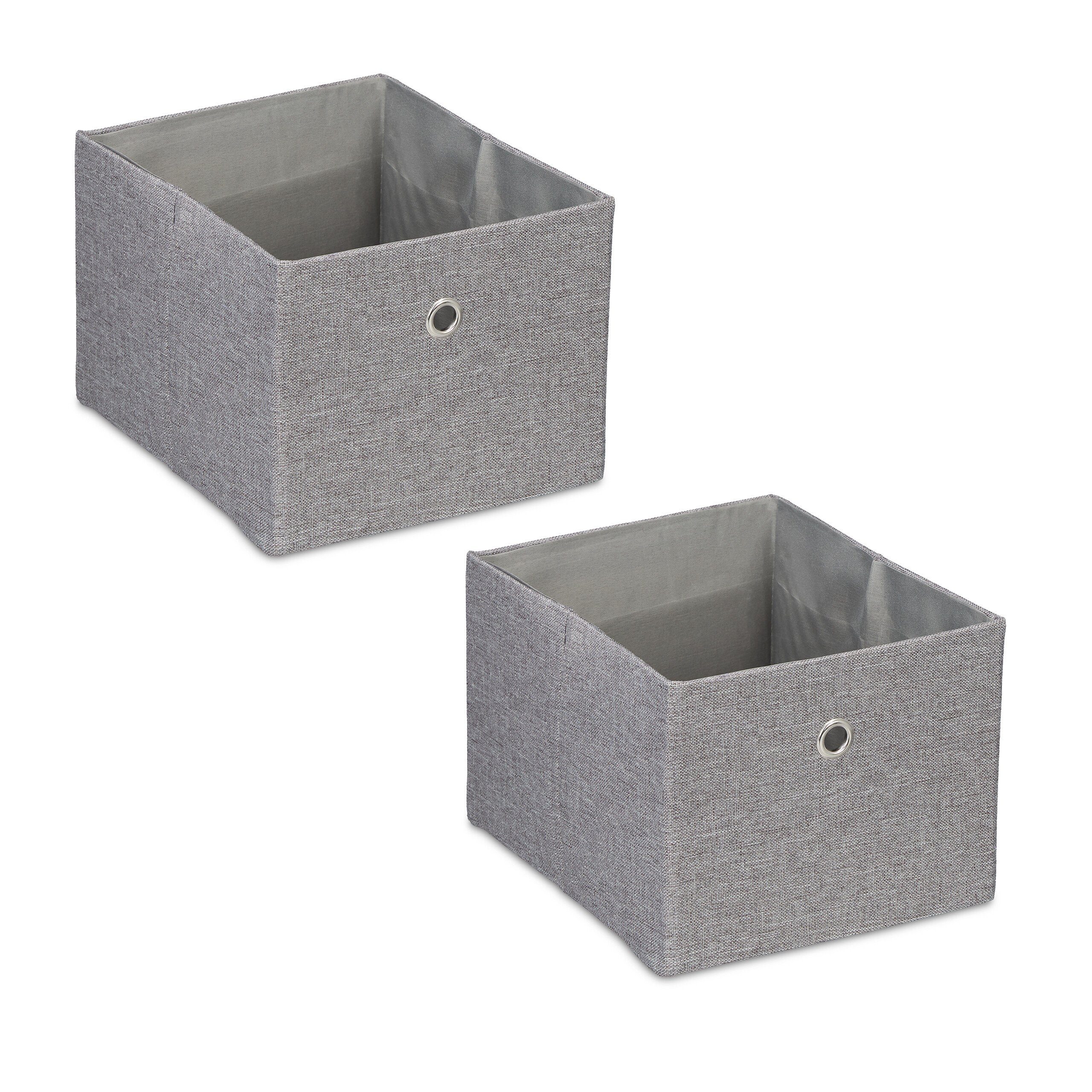 relaxdays Aufbewahrungsbox Aufbewahrungsbox im 2er Set, Grau