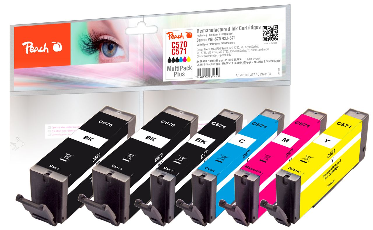 Peach Spar Pack Plus Tintenpatronen ersetzt Canon PGI-570, CLI-571