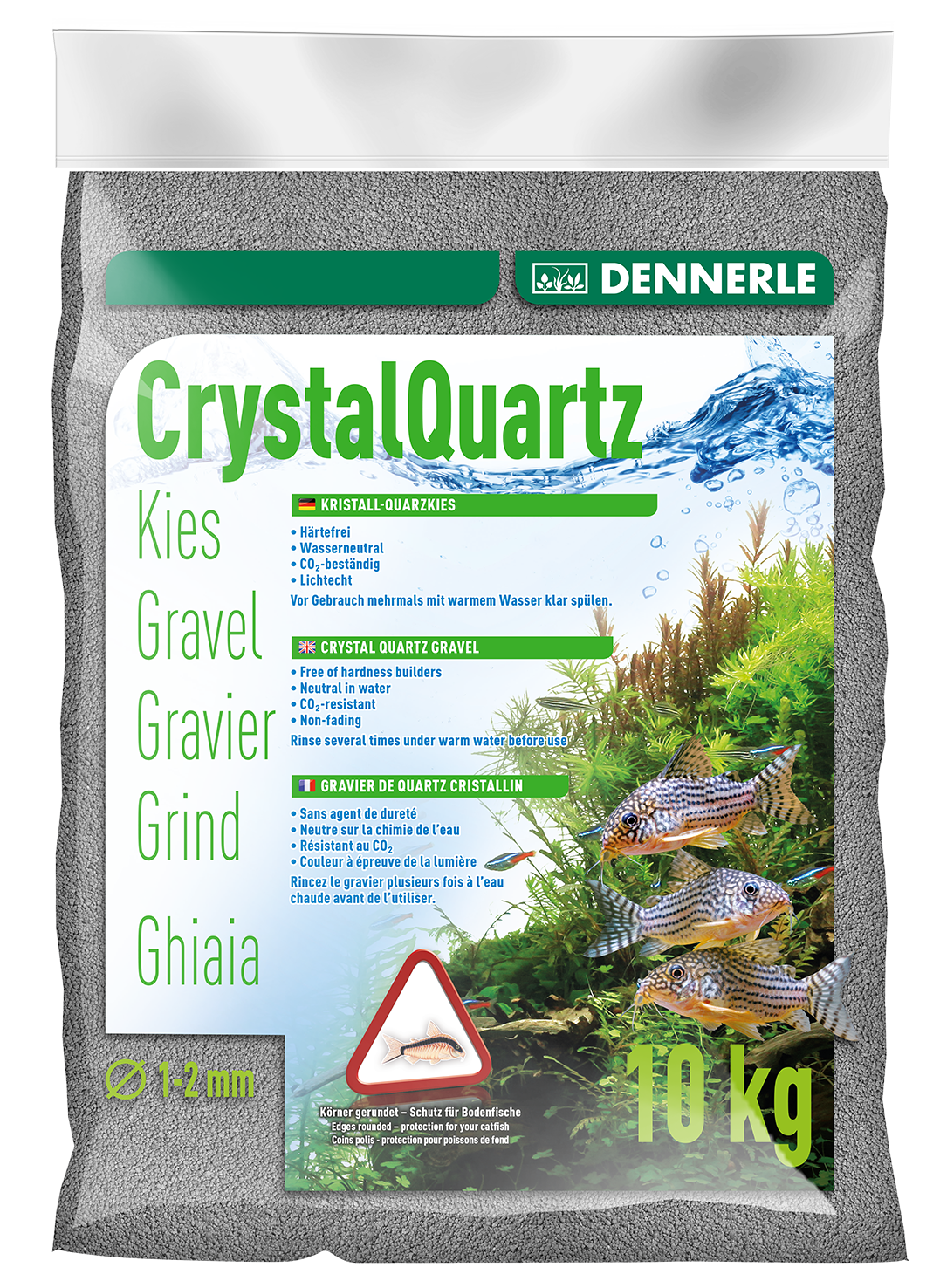 DENNERLE Bodengrund DENNERLE Kristall Quarzkies 10kg schiefergrau