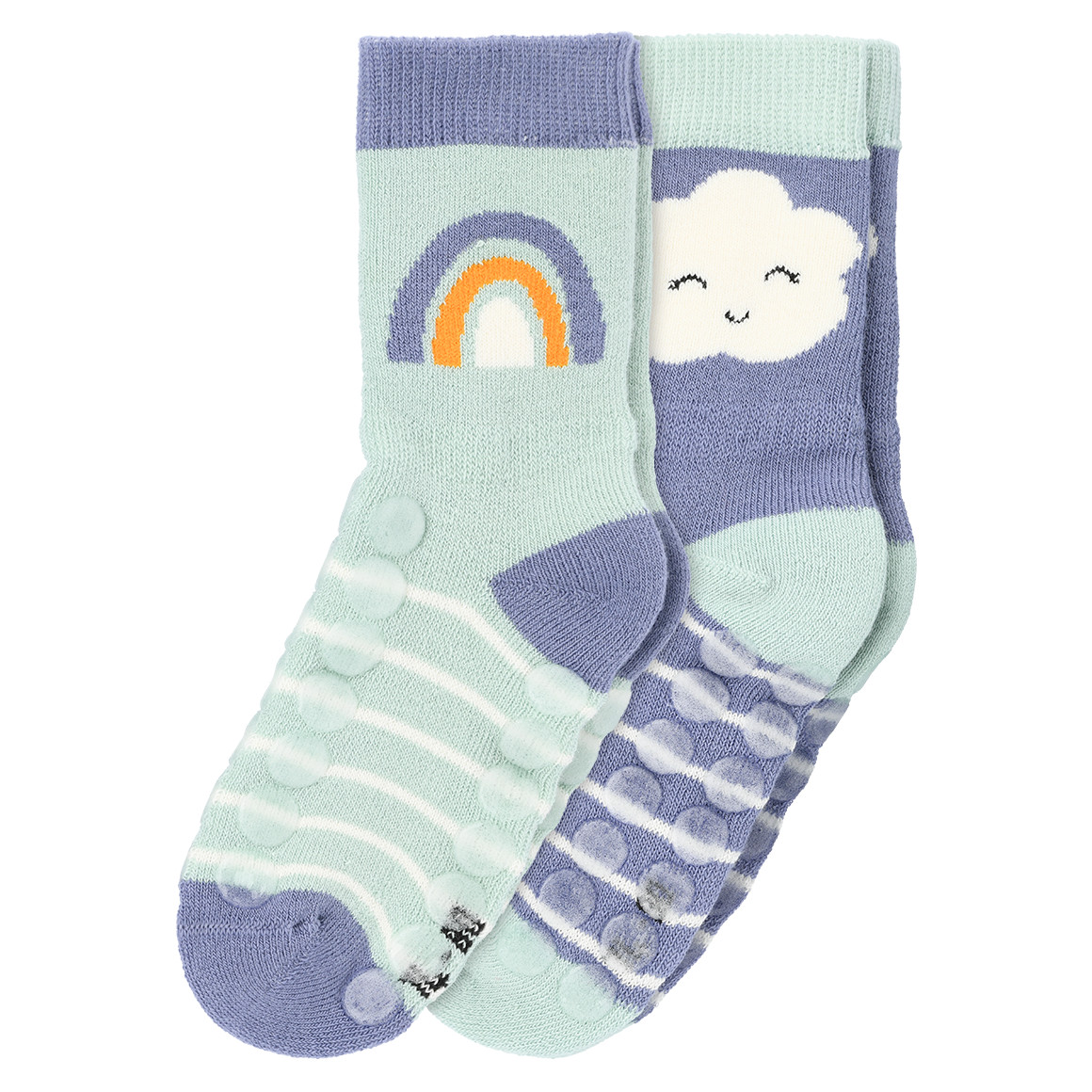 2 Paar Baby Krabbelsocken mit Motiven