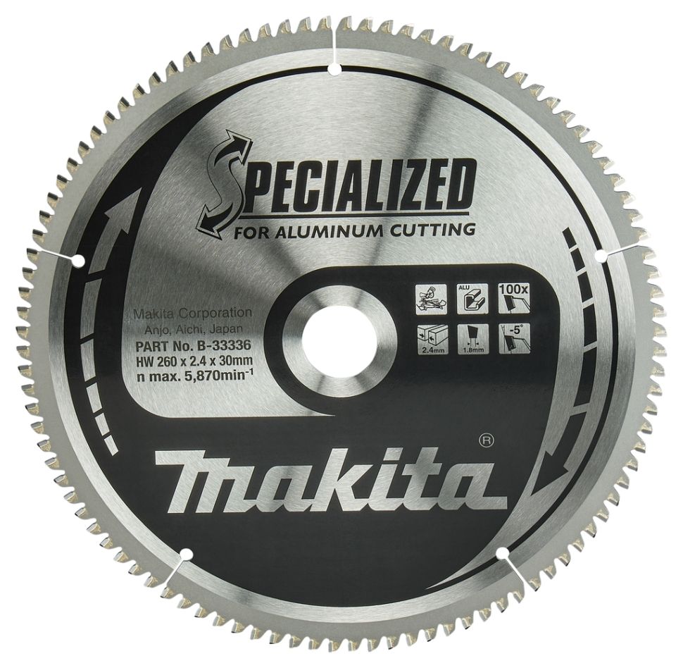 Accessoires Makita B-33336 HM Lame de scie en aluminium 260 x 30 x 100 dents