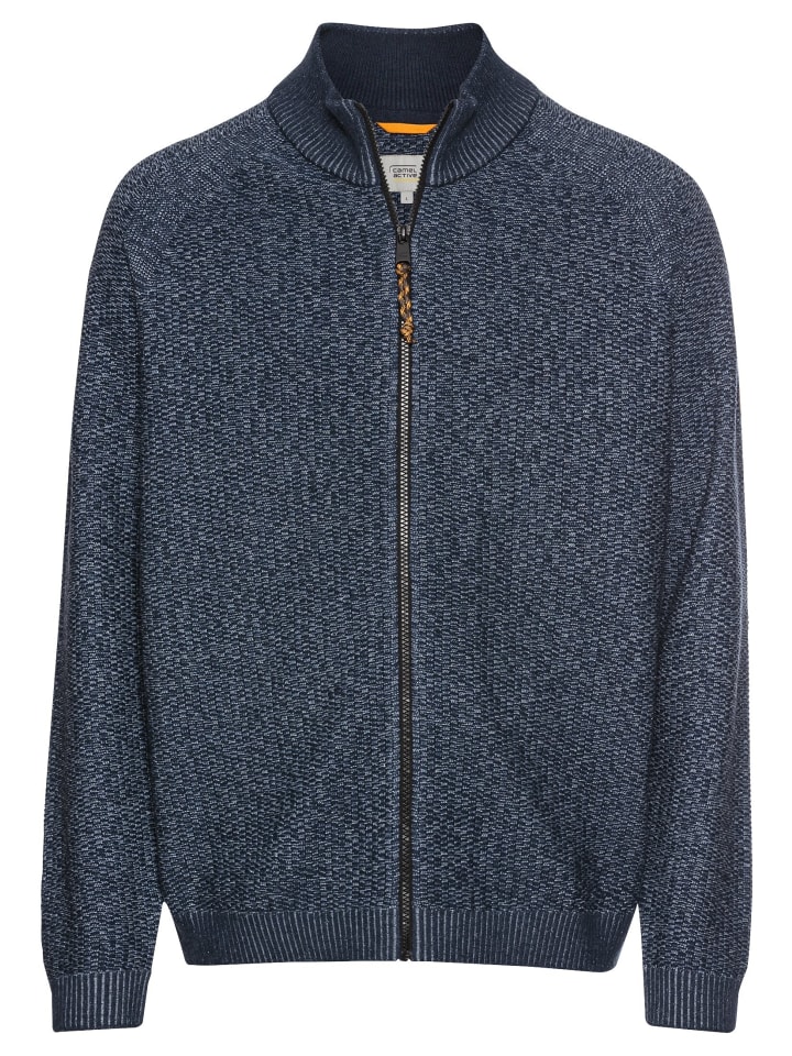 Camel Active Strickjacke mit Reißverschluss in Jeans Blau günstig kaufen