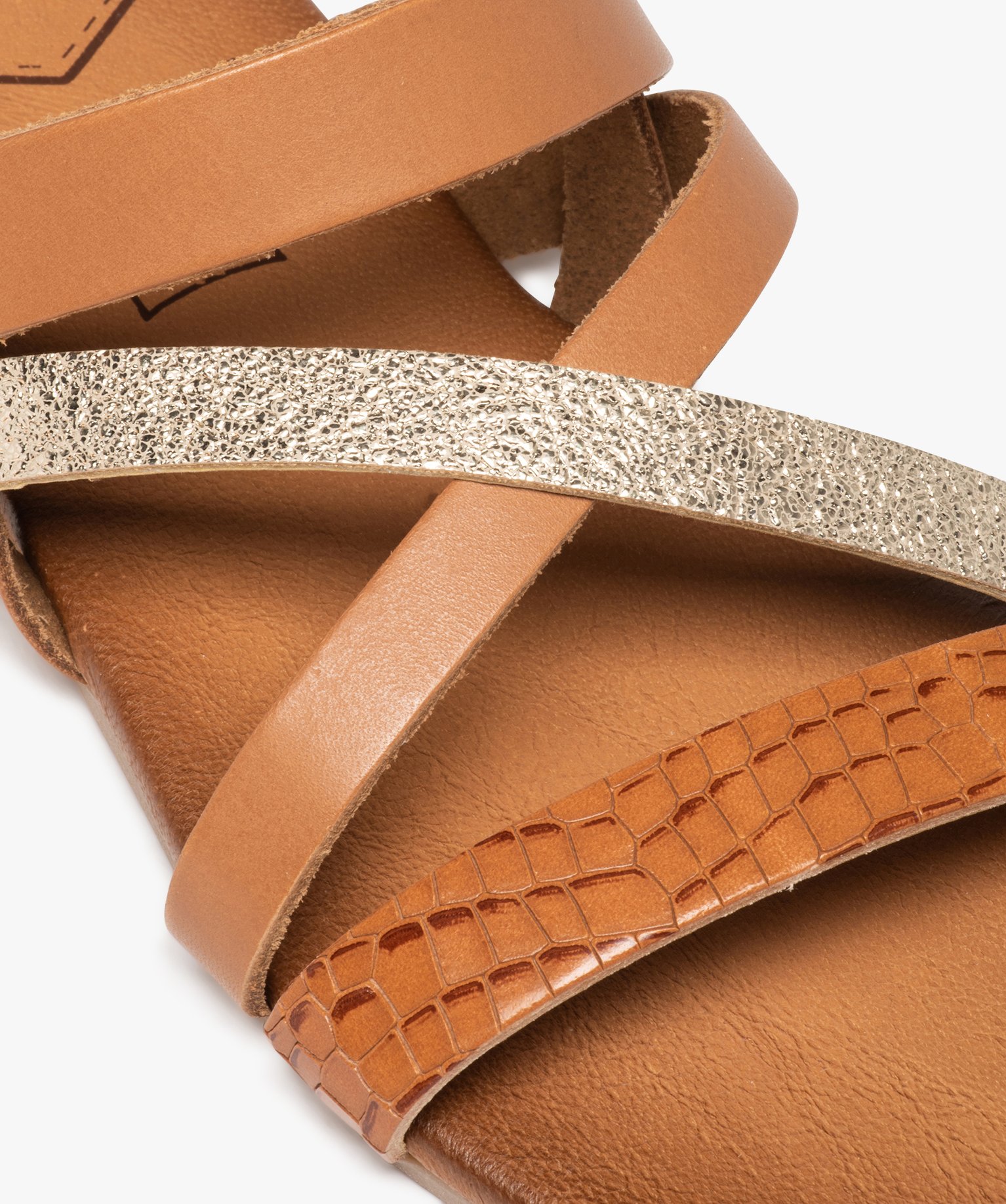 Sandales femme à talon plat et brides en cuir - Tanéo marron | GEMO
