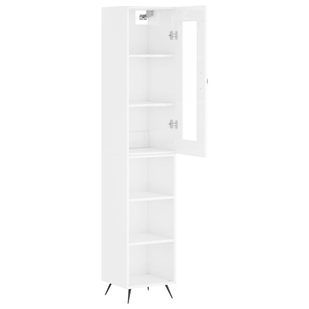 vidaXL Anrichte Highboard Hochglanz-Weiß 34,5x34x180 cm Holzwerkstoff Glas Vitrine