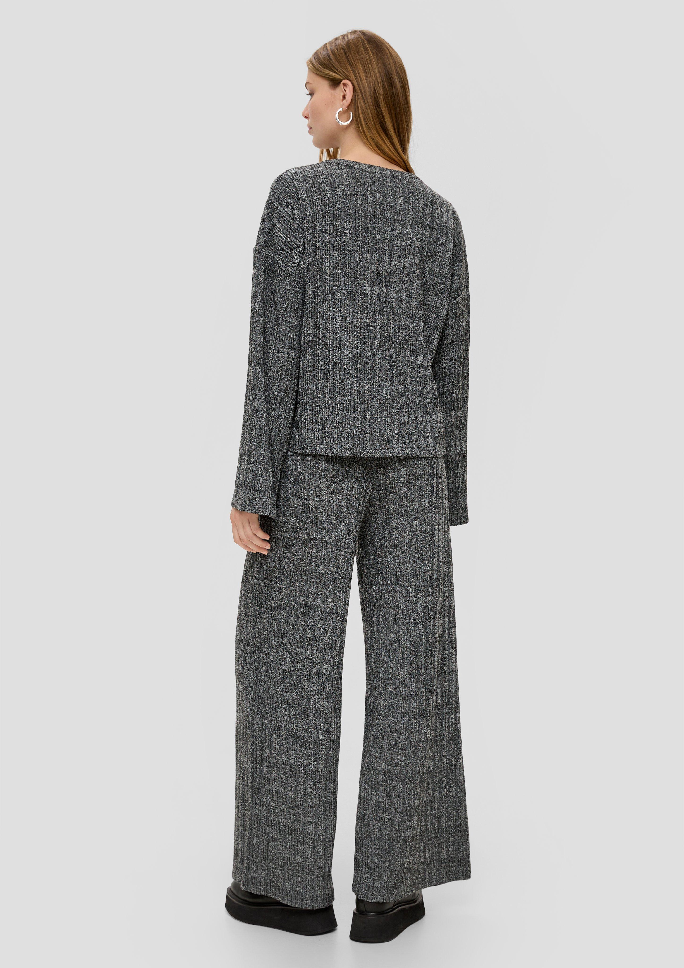 Meliertes Longsleeve mit Rippstruktur  2138342-9898