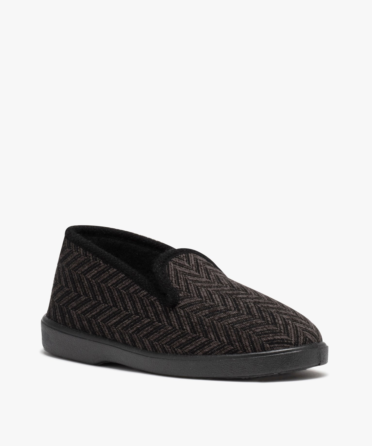 Chaussons homme pantoufles style charentaises à chevrons gris | GEMO