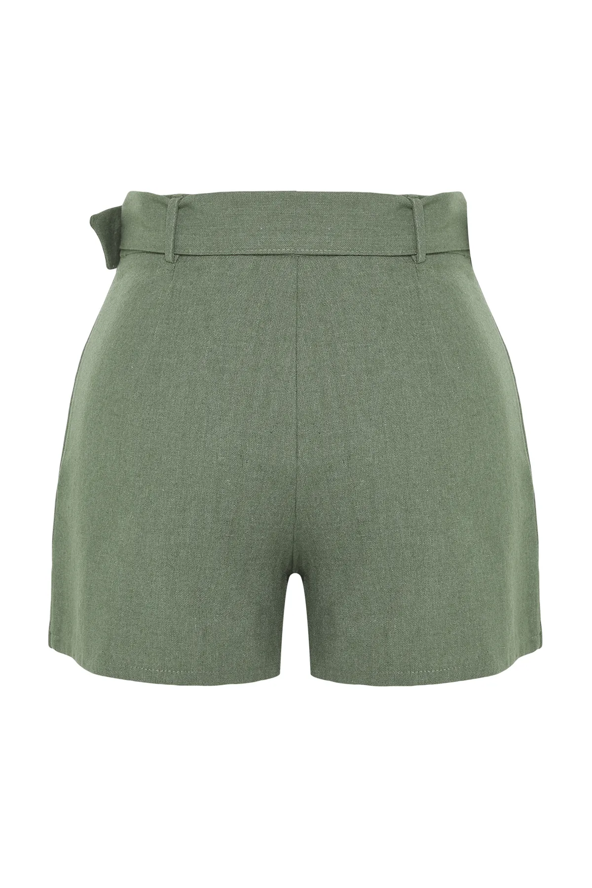 Trendyol Collection  Khakifarbener Mini-Shortsrock aus gewebtem Leinengemisch mit Gürtel TBESS21ET0124