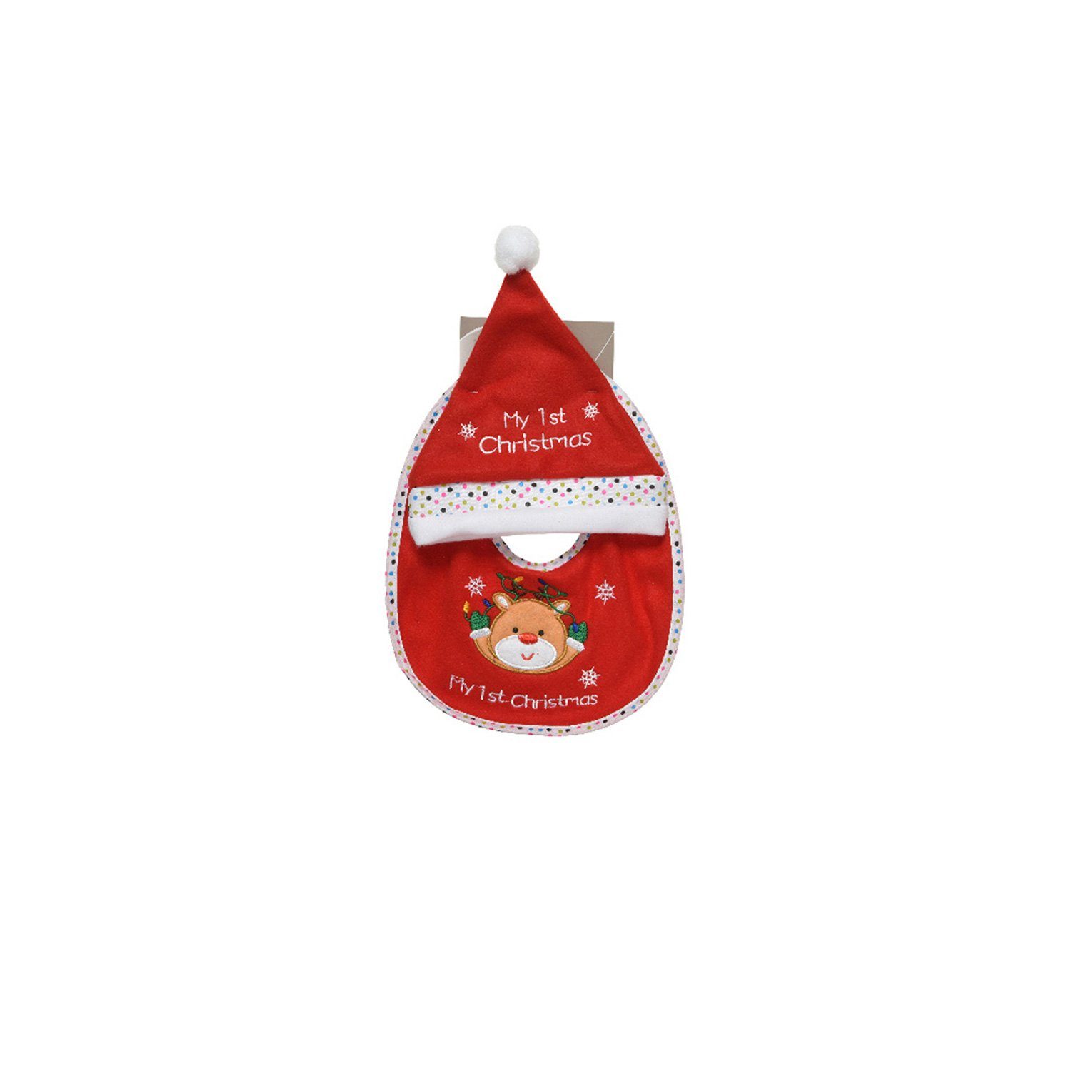MARELIDA Lätzchen Babyset Weihnachtsmütze Lätzchen Geschenkset mein erstes Weihnachten, (1-St)