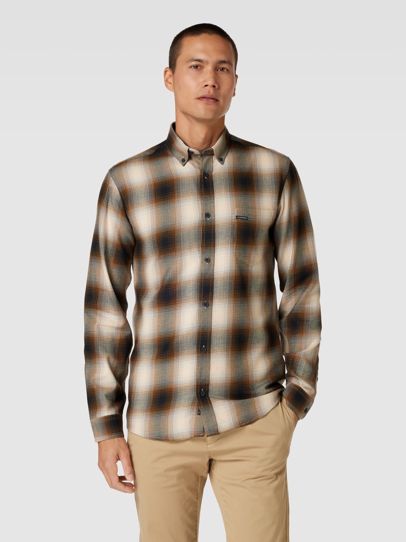 Freizeithemd mit Button-Down-Kragen in hellbraun