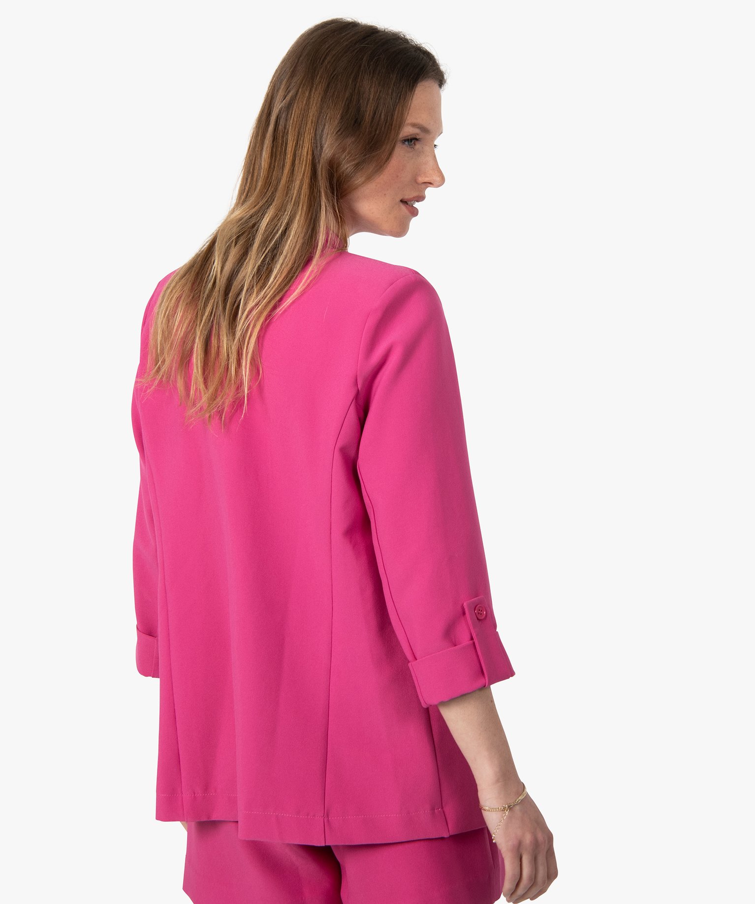 Veste femme avec manches retroussées rose | GEMO