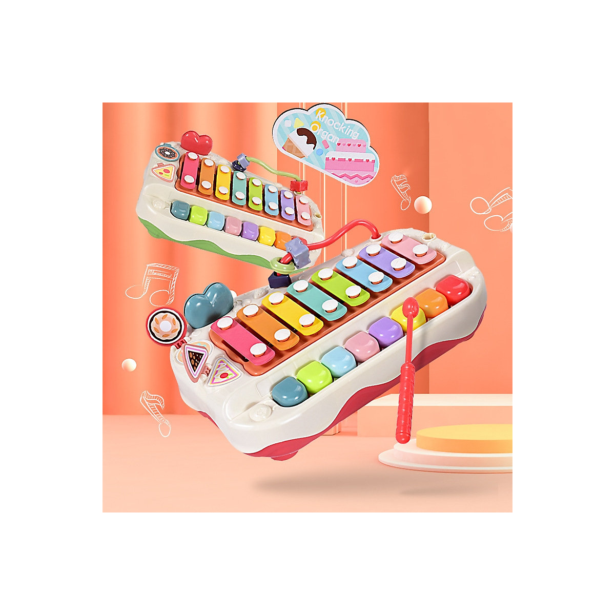 Kindermusik-Kuchenklopfklavierspielzeug Acht-Ton-Schlaginstrument, multifunktionales Happy-Percussion-Klavierspielzeug