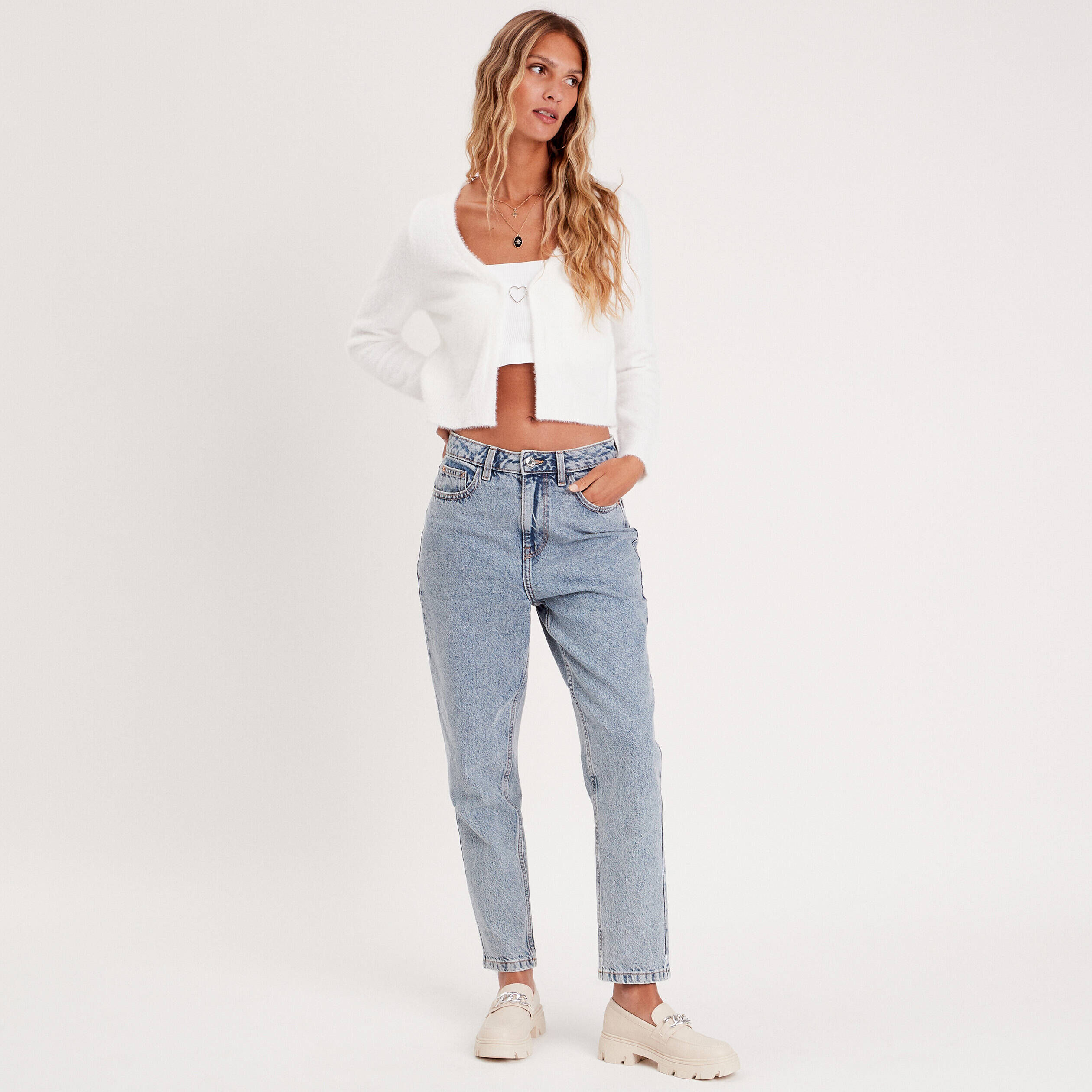 Gilet manches longues ecru femme | Cache Cache