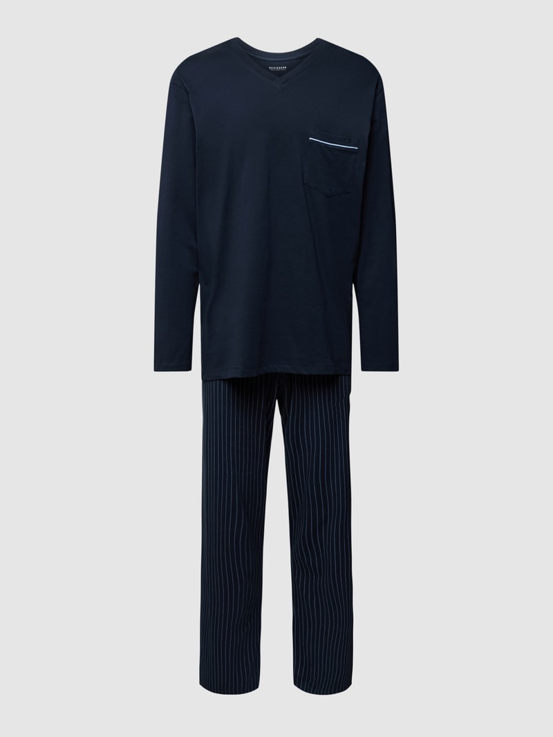 Pyjama mit Streifenmuster in dunkelblau
