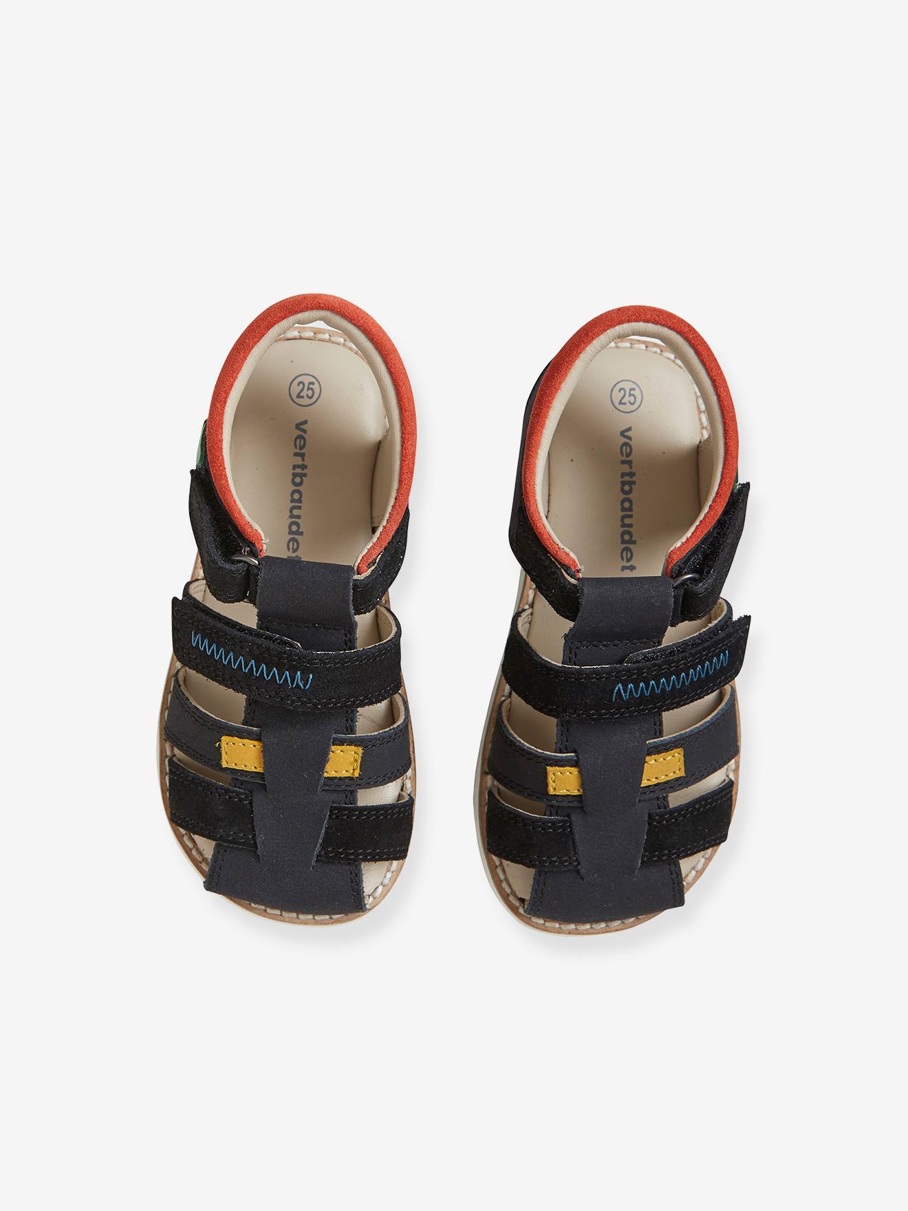 Sandales scratchées garçon en cuir sable