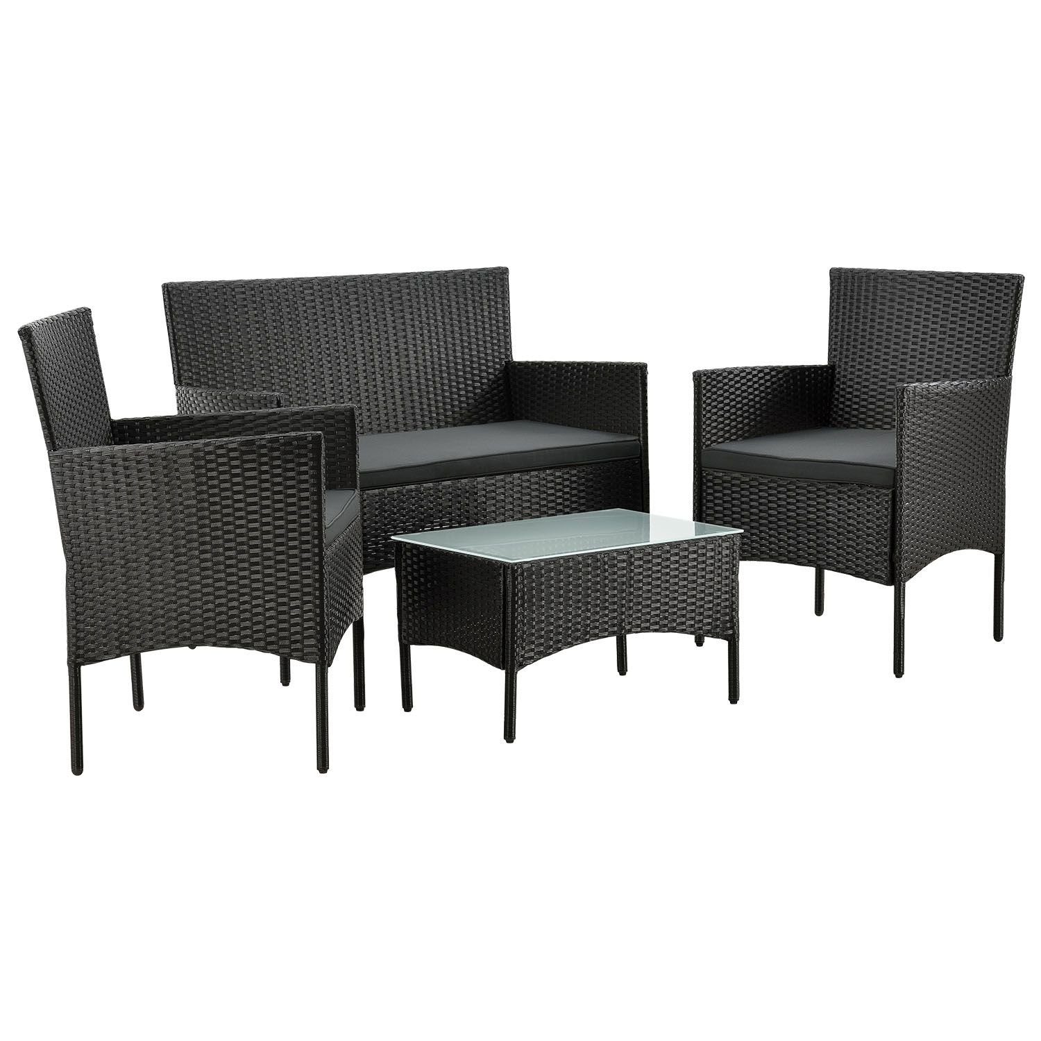 Juskys Gartenlounge-Set Fort Myers, wetterfeste Polyrattan Sitzgruppe für 4 Personen