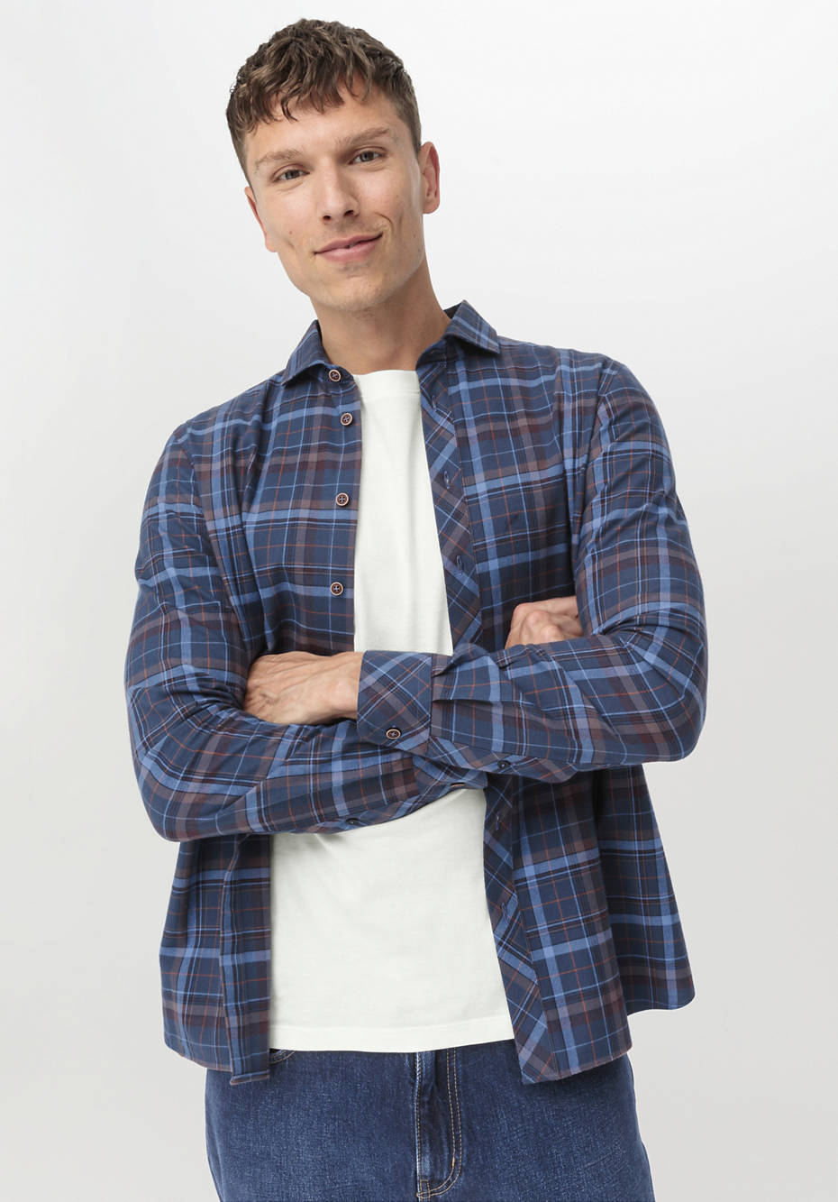 Flanell-Karohemd Relaxed Fit aus reiner Bio-Baumwolle