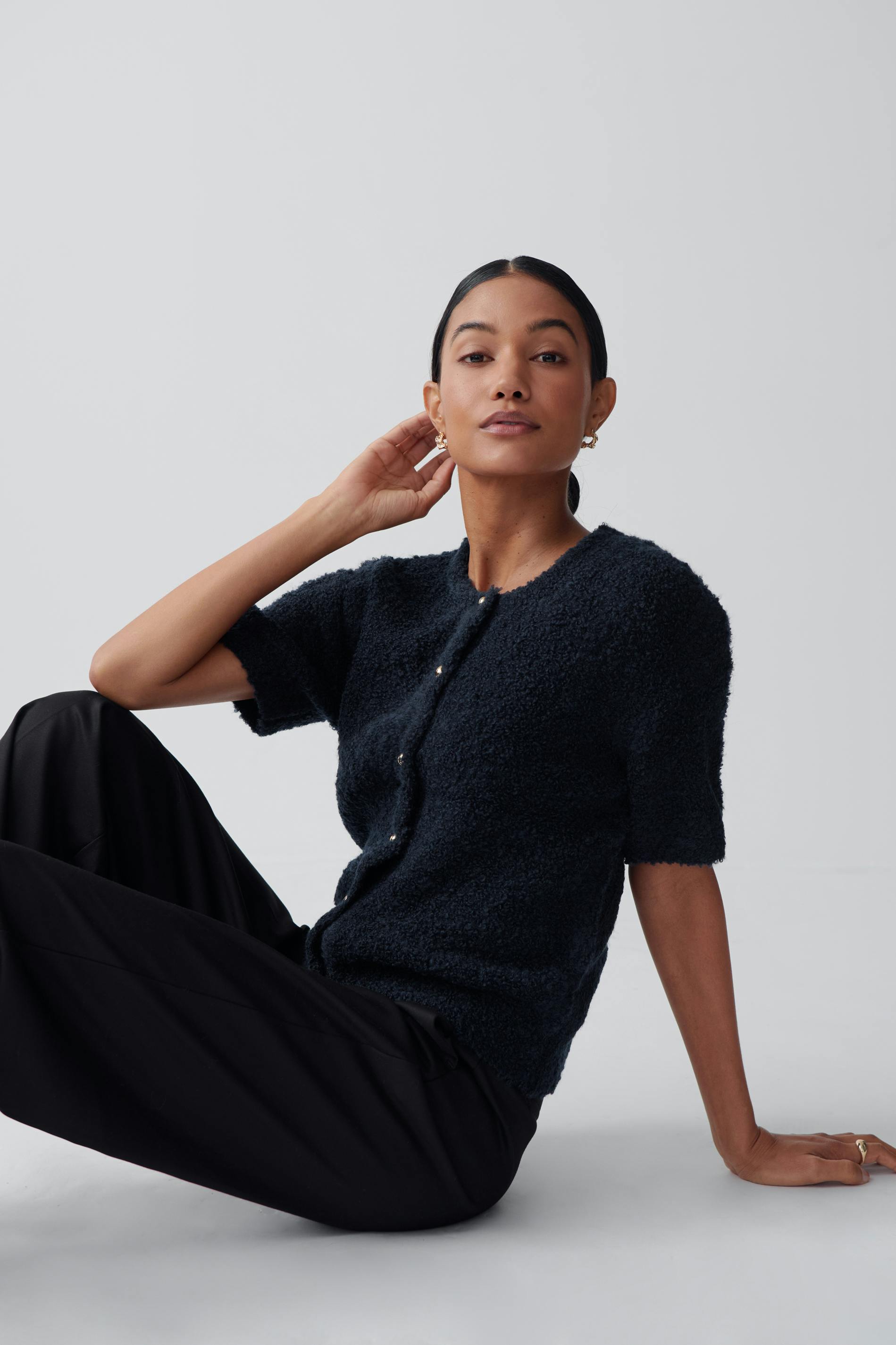 Knitted boucle cardigan