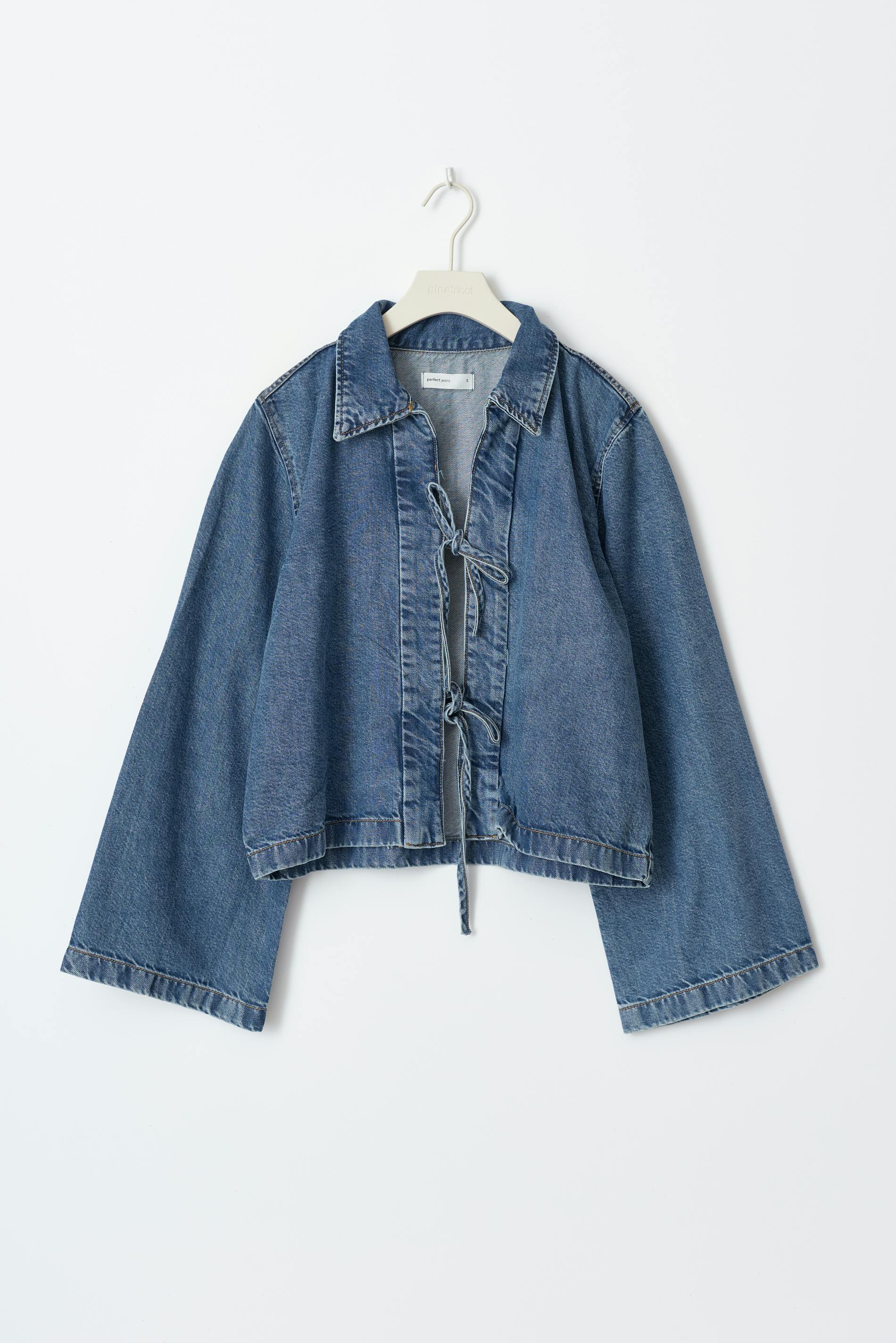 Front tie denim shirt