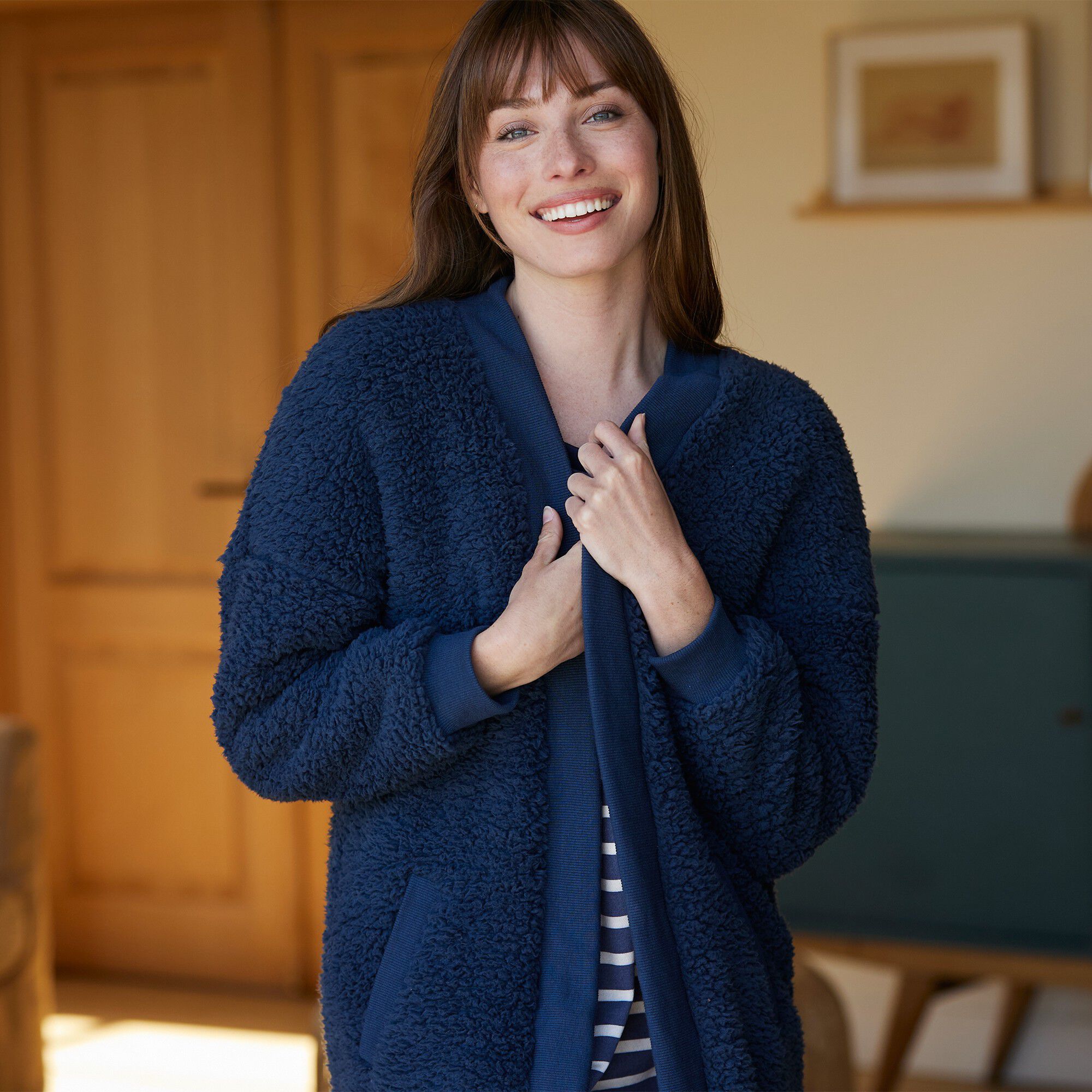 Gilet long d'intérieur maille bouclette