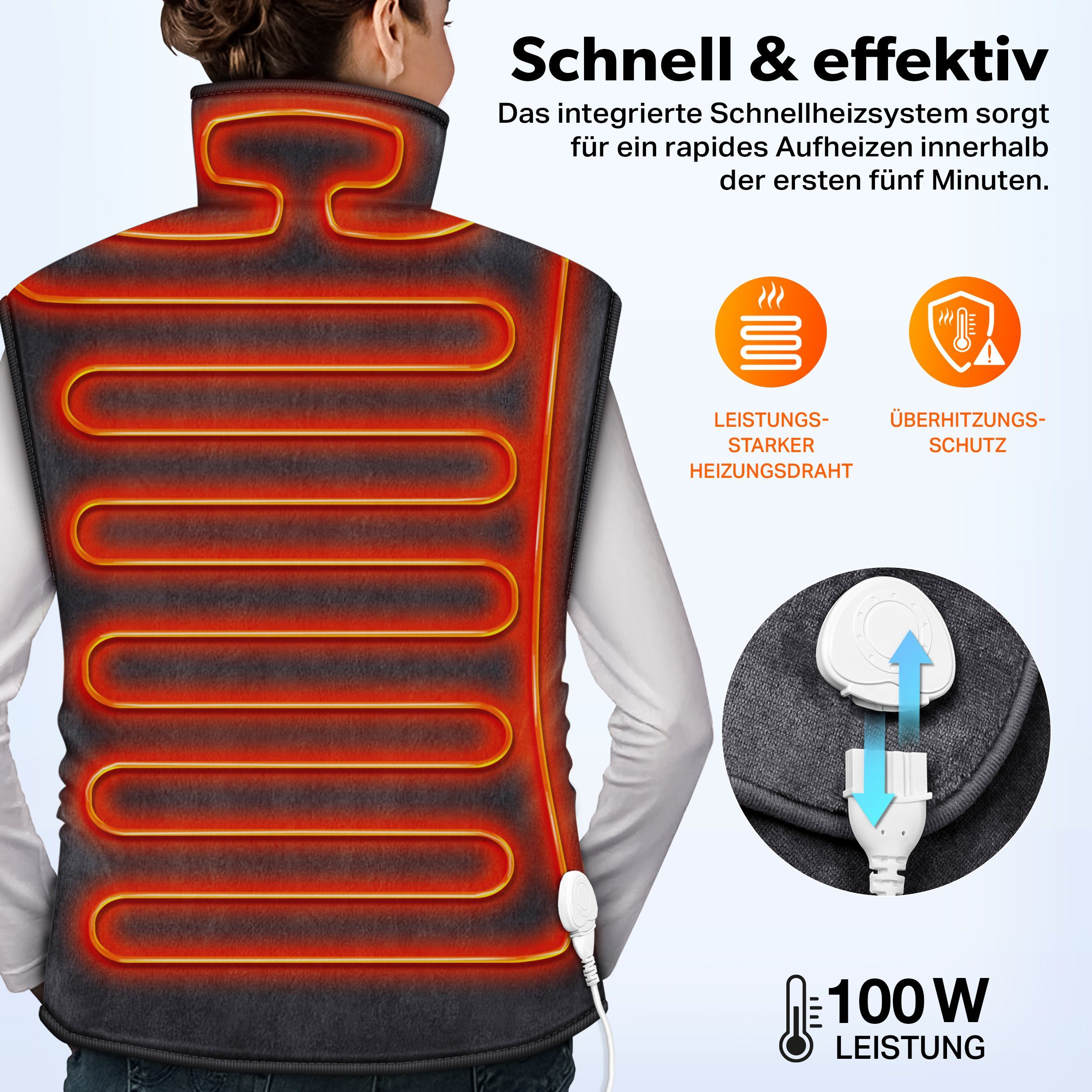 sinnlein Heizkissen elektrisches Wärmekissen 60 x 85 cm, 3 Stufen, für Rücken, Nacken und Schulter