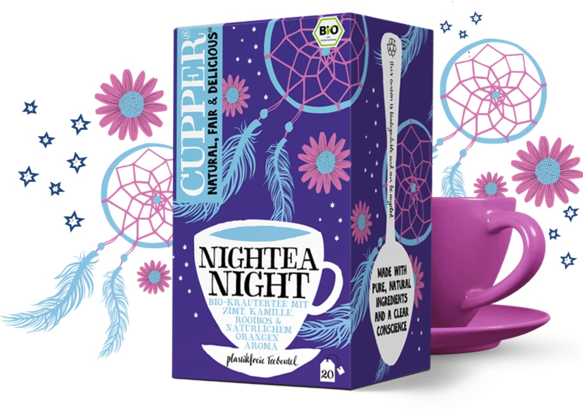 Kräutertee \Nightea Night\ mit Zimt, Kamille, Rooisbos, Orange (20 Beutel), 40 g