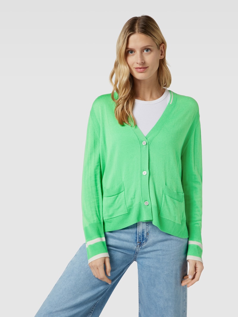 Strickjacke mit Kontraststreifen in neon grün