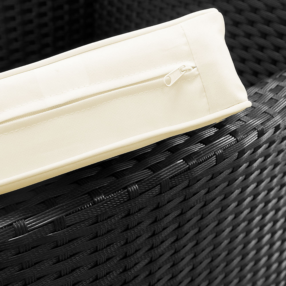 Casaria Polyrattan Sitzgarnitur Bali 13-tlg. Schwarz/Creme