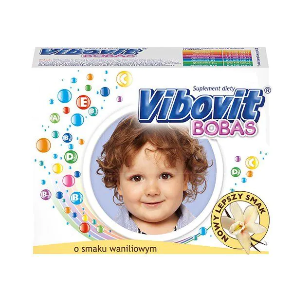 Vibovit Bobas, Vitaminsæt til børn i alderen 2 til 4 år, Vaniljesmag, Poser