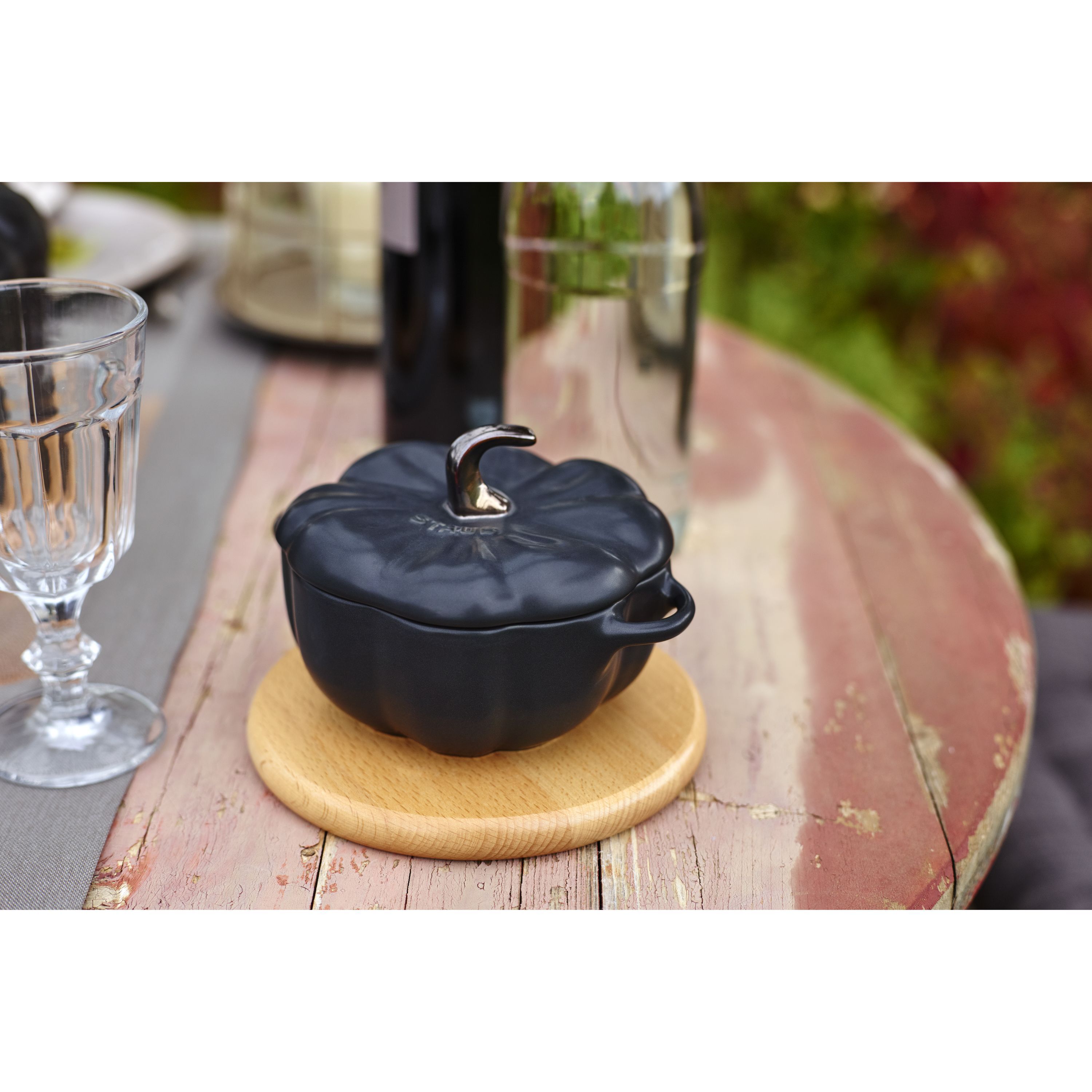 Cocotte 15 cm, Kürbis, Schwarz, Keramik