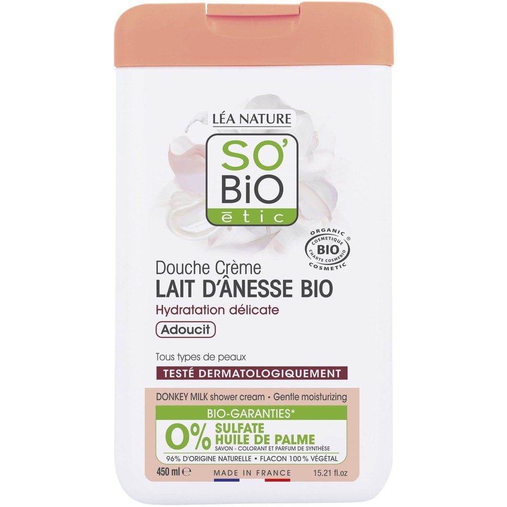 LÉA NATURE SO BiO étic Douche crème Lait d'ânesse bio, hydratation¹ délicate, adoucit Douche crème