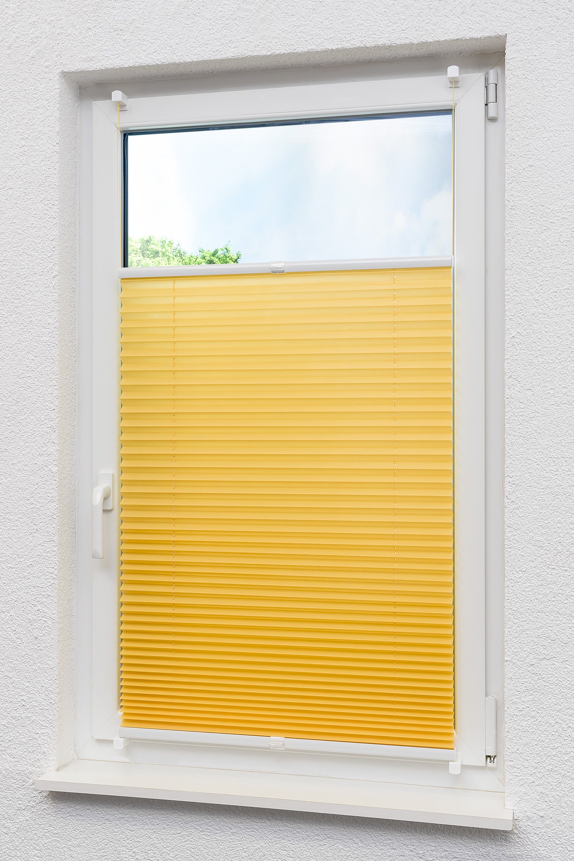 Plissee Rapid Klemmen Gelb, LYSEL®, blickdicht, HxB 130x45cm