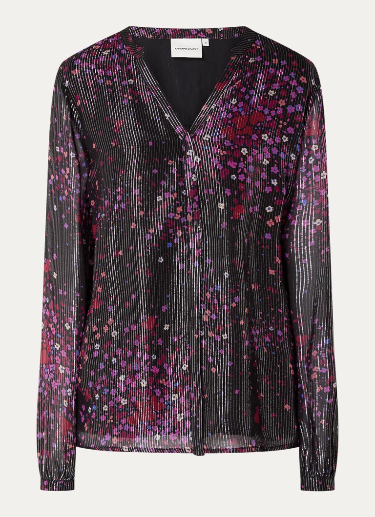 Blusa semitrasparente Frida di Fabienne Chapot con lurex e stampa floreale