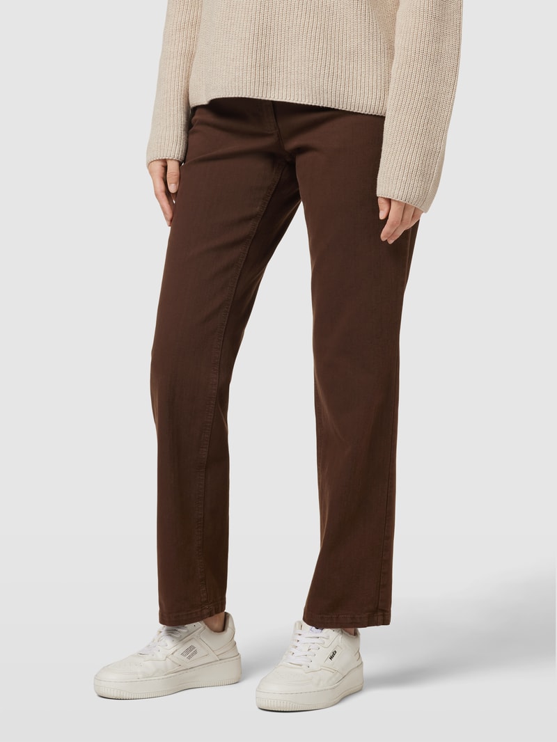 Straight Fit Jeans im 5-Pocket-Design Modell 'Greta' in dunkelbraun