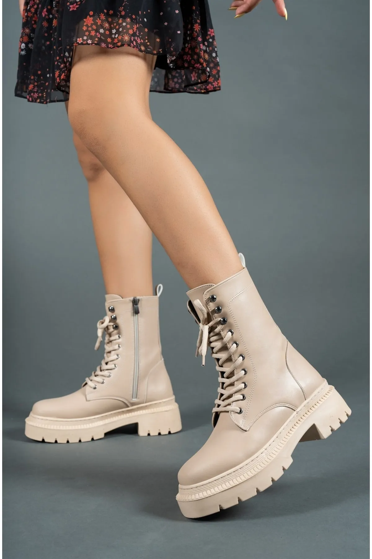 Riccon  Nude Damen-Stiefel mit Reißverschluss 0012299