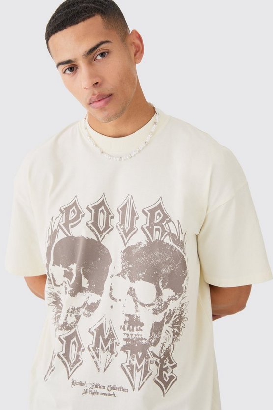 Oversize T-Shirt mit Totenkopf-Print