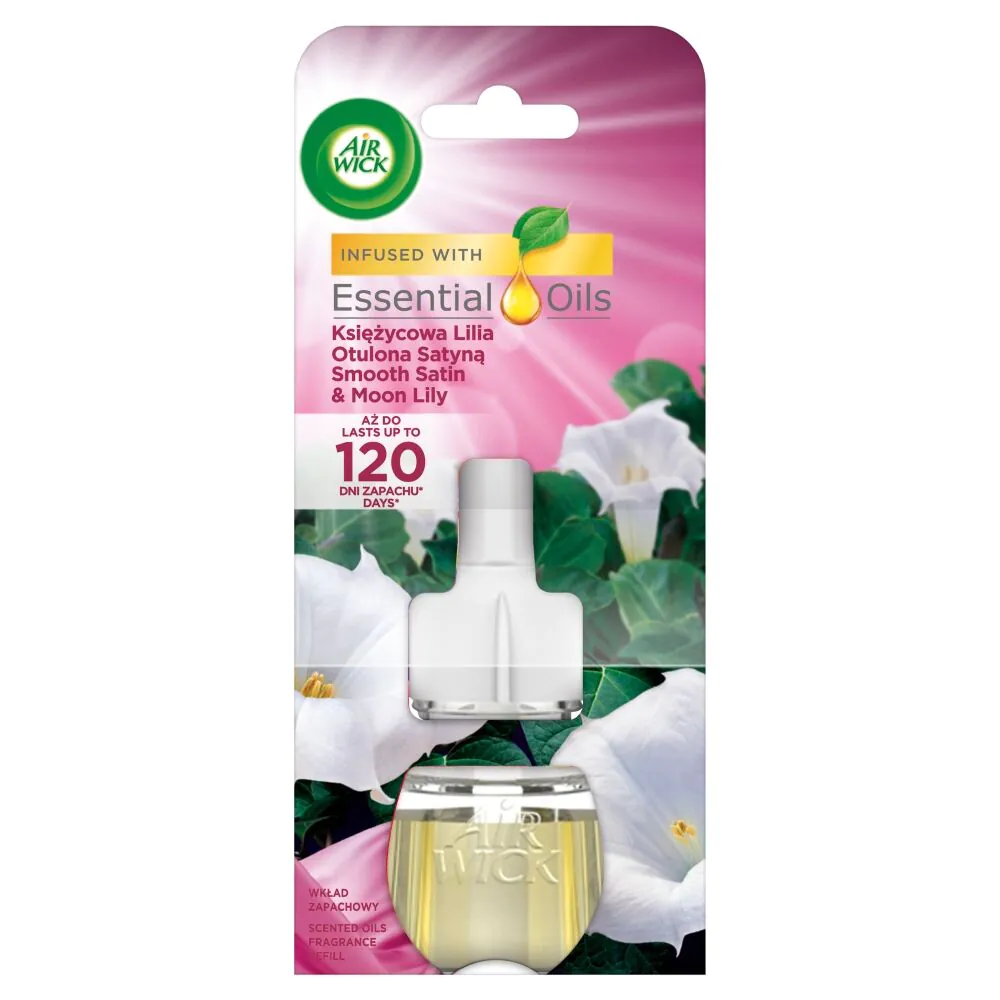 Air Wick elektrinio oro gaiviklio „Moon Lily“ papildymas, įvyniotas į satiną