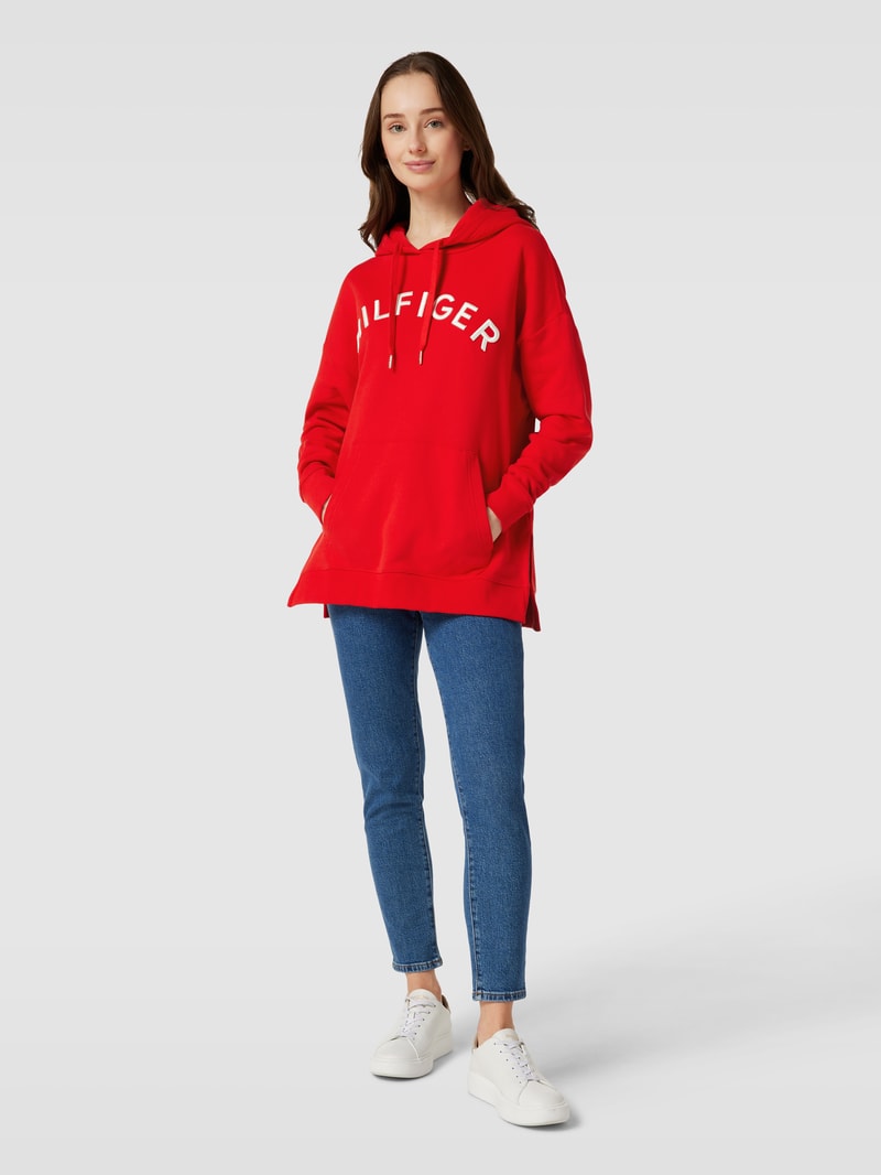 Hoodie mit Logo-Stitching in hellrot