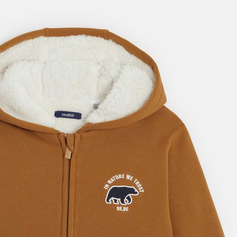 Sweat-shirt doublé en polaire sherpa orange garçon