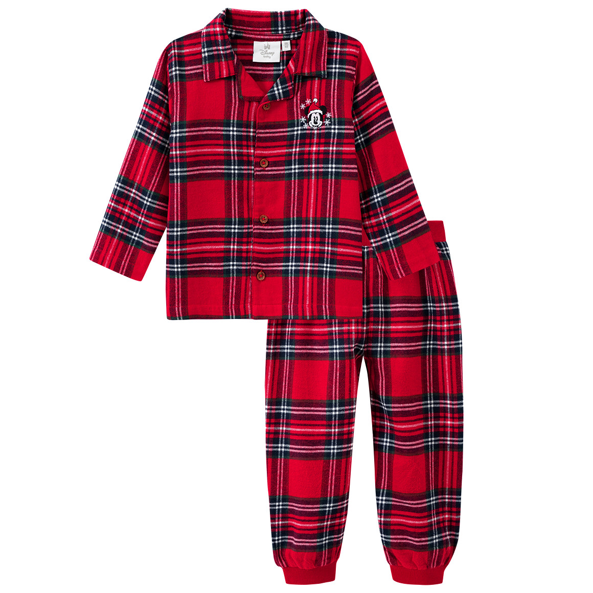 Micky Maus Weihnachtsschlafanzug zweiteilig rot / dunkelblau