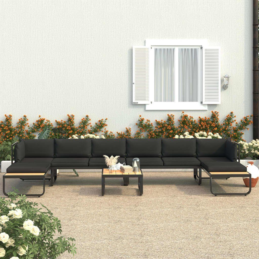 vidaXL Loungesofa 5-tlg. Garten-Ecksofa-Set mit Auflagen Aluminium und WPC, 1 Teile
