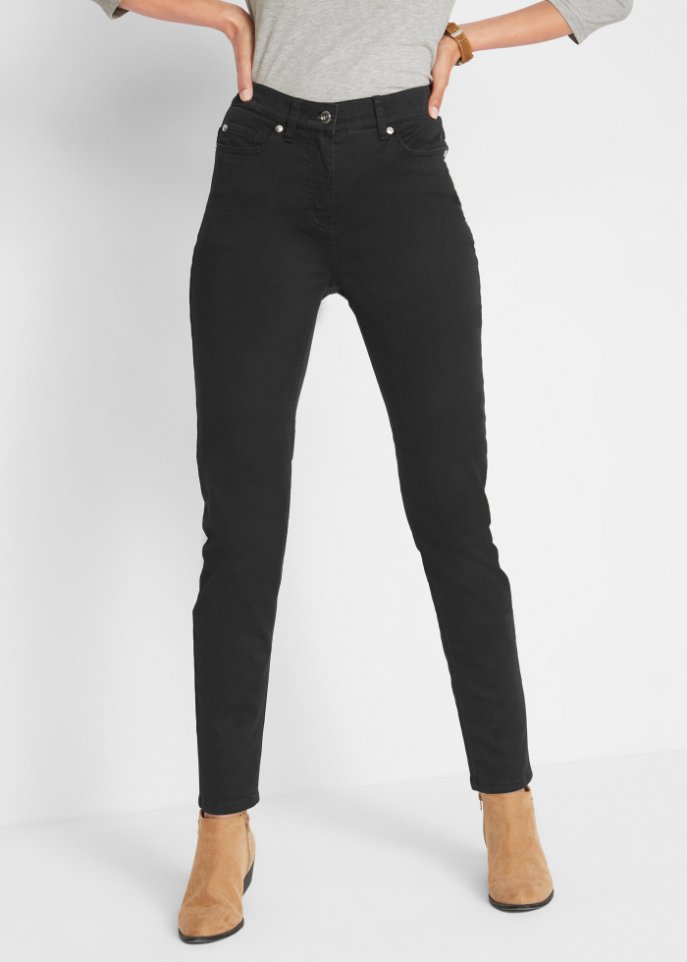 Twill-Hose mit Stretch und Bequembund, Slim Fit