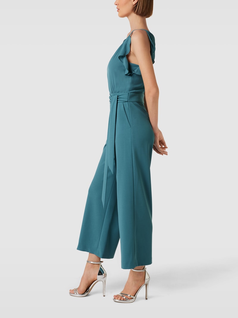 Jumpsuit mit Volants in petrol