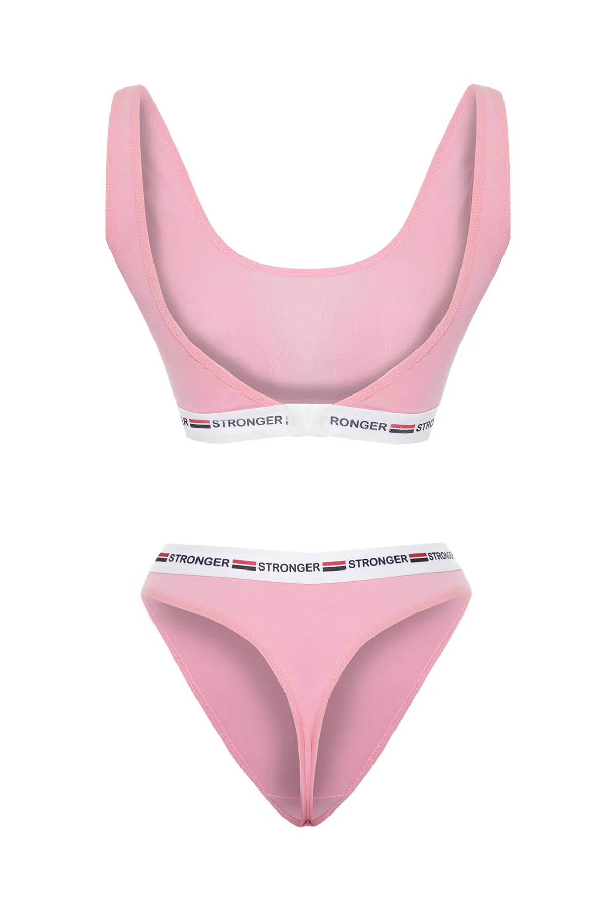 Trendyol Collection  Detailliertes Strick-Dessous-Set ohne Kappe aus rosafarbenem Baumwollgummi THMSS24CC00006