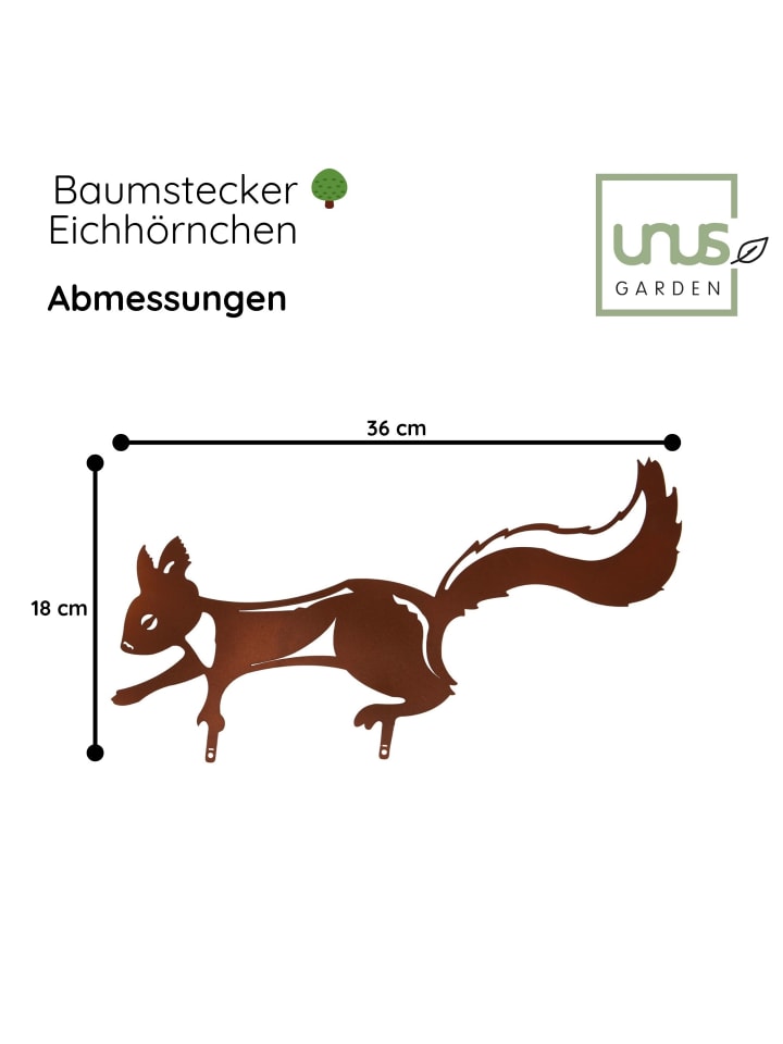 UNUS Gartenstecker Baumstecker Eichhörnchen in Rostoptik in Braun günstig kaufen onesize