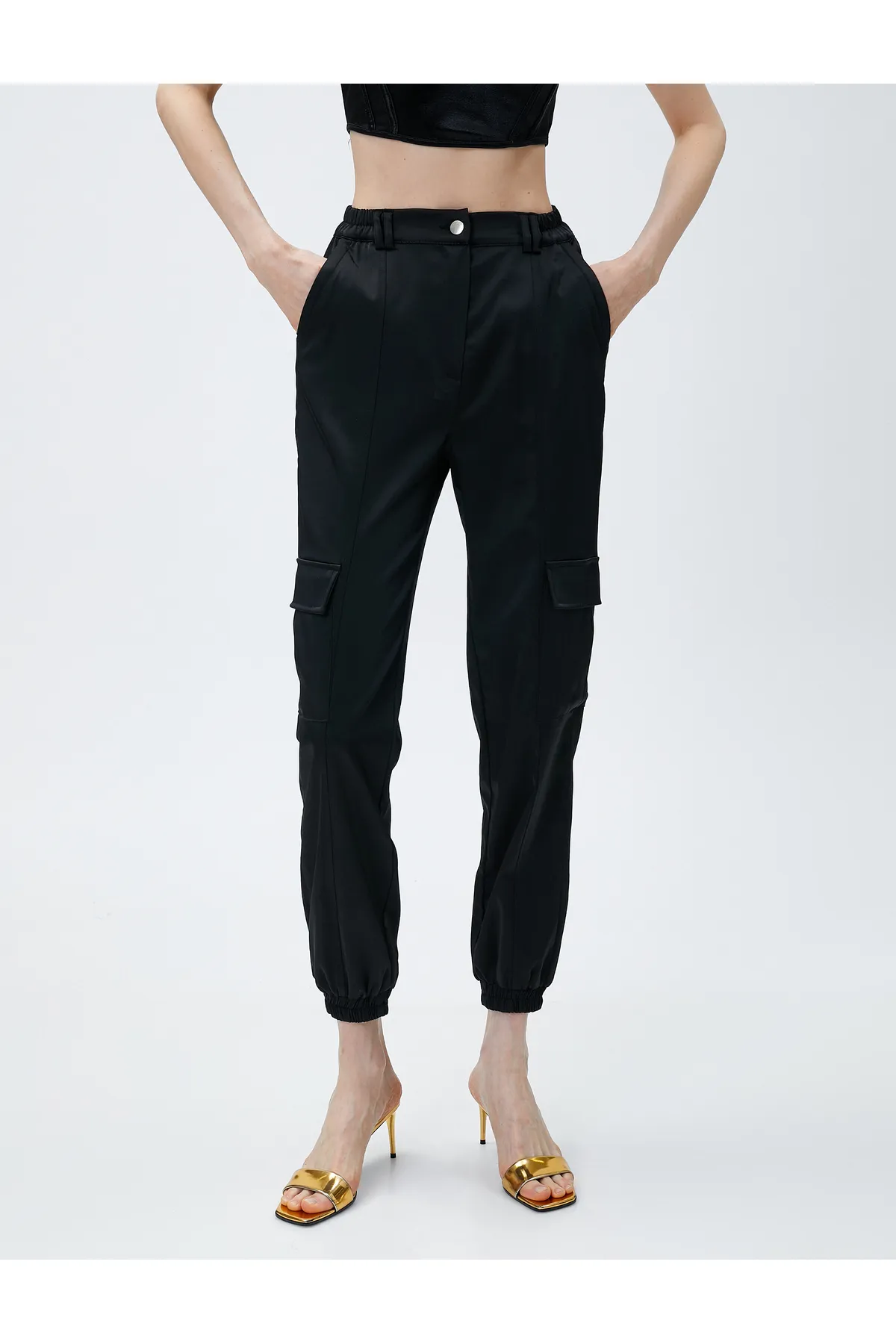 Koton  Jogger-Cargohose mit Tasche, gerippt