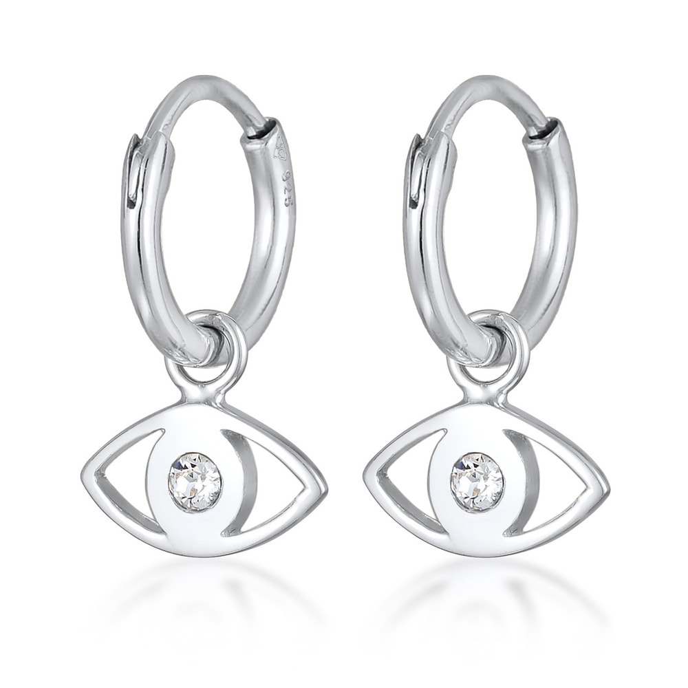 Elli Elli Boucles d'Oreilles Femmes créoles mauvais œil symbole avec cristaux en argen Boucles d'oreilles
