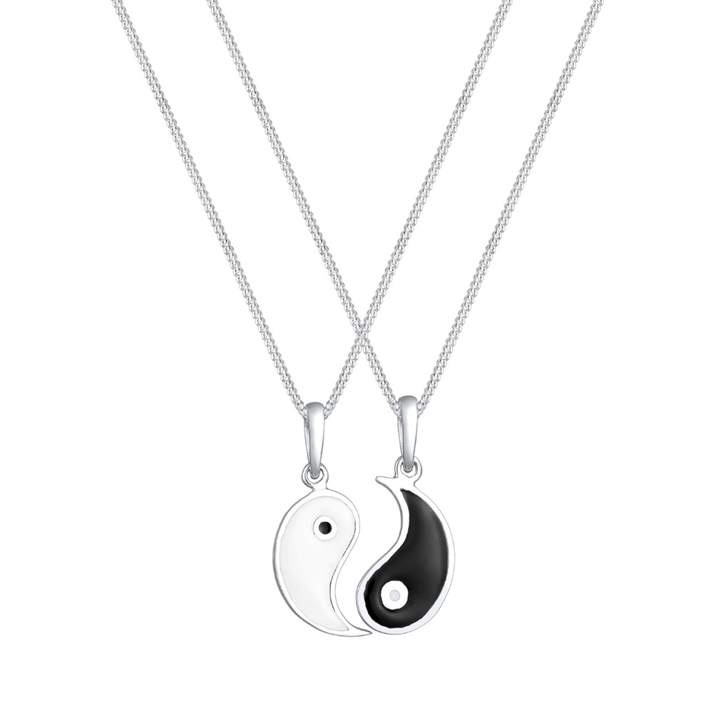 Elli Elli Collier Femmes Yin et Yang Pendentif Partenaire Spirituel Lien avec Émail en collier