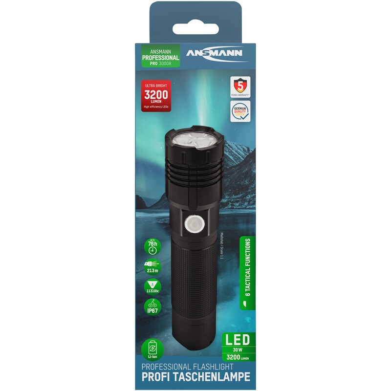 Ansmann Taschenlampe PRO3000R &ndash; aufladbar