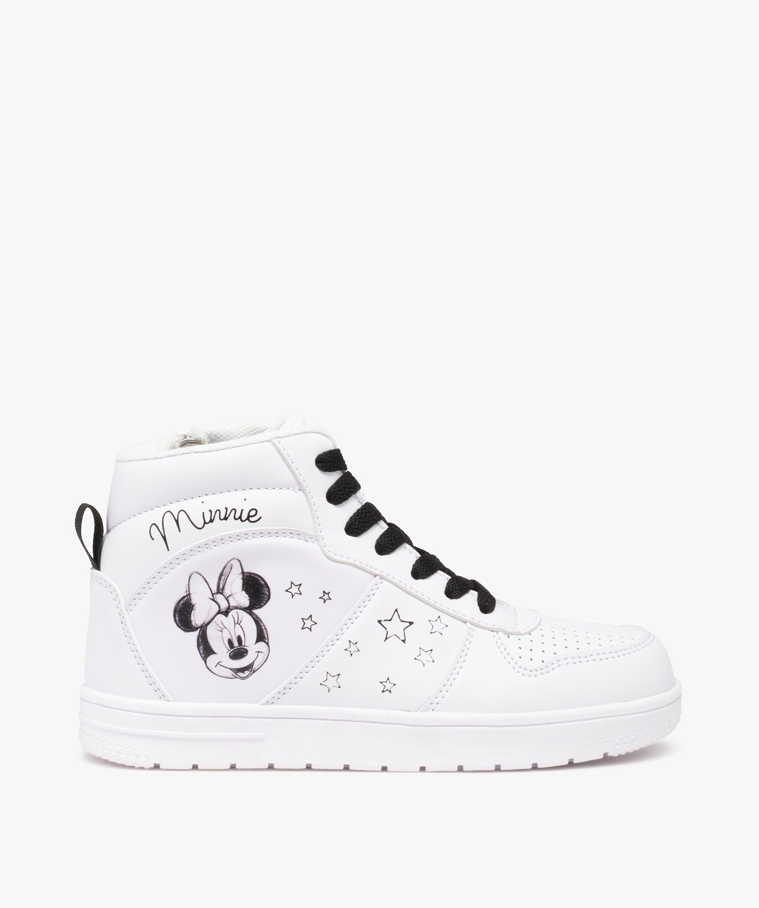 Baskets fille mid-cut à fermeture lacets et zip - Minnie blanc | GEMO